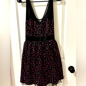 Vintage Hot Topic Black and Pink Cat Dress